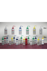 Bel-Art 2-kleuren methylethylketon wasflessen met veiligheidsetiket; 500ml...